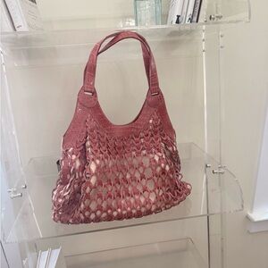 Nancy Gonzalez crock genuine crocodile hand bag purse authentic Euc pink spring